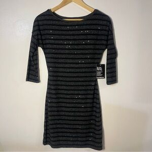 NWT Express 3/4 Sleeve Sequin Striped‎ Dress
